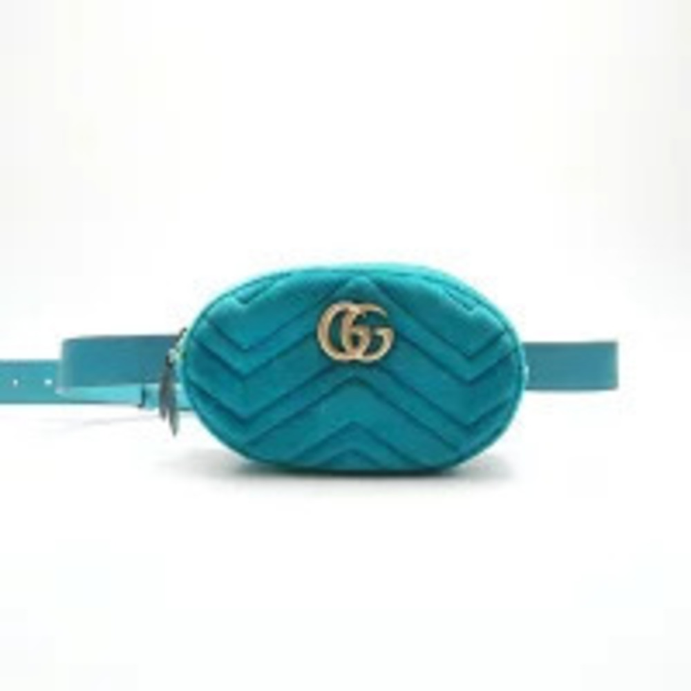 Gucci GG Marmont Velour Waist Bag Blue